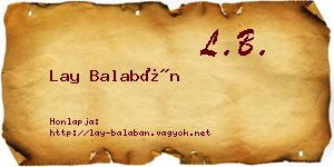 Lay Balabán névjegykártya